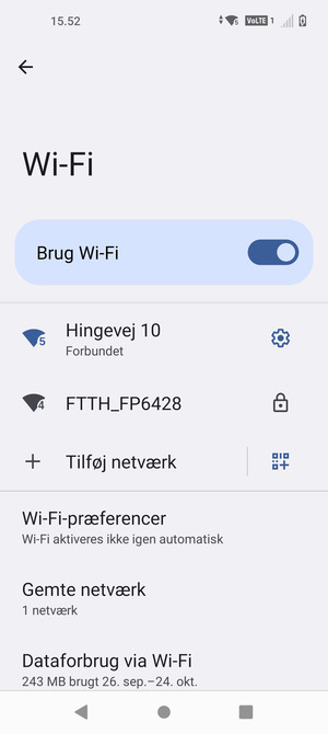 Du er nu tilsluttet Wi-Fi netværket