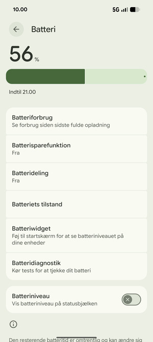 Vælg Batterisparefunktion