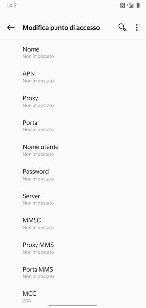 Inserisci informazioni MMS