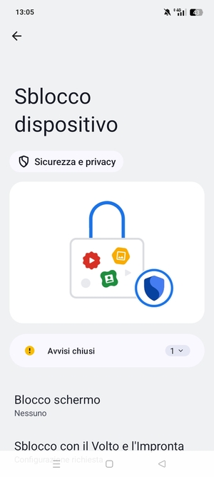 Seleziona Blocco schermo