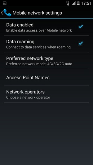 Turn Data roaming on or off