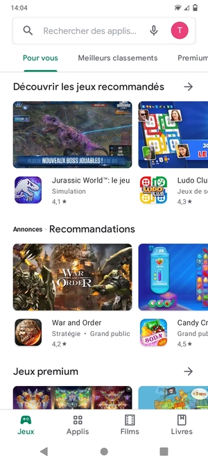 Sélectionnez la barre de Recherche