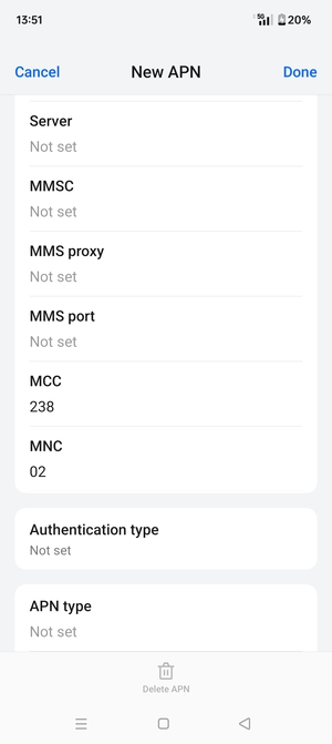 Scroll down and enter MMS information