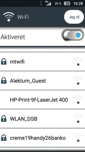 Vælg det trådløse netværk, du ønsker at oprette forbindelse til
