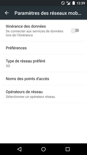 Sélectionnez Type de réseau préféré