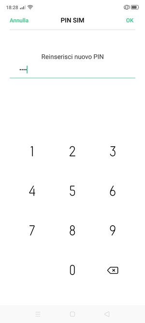Conferma il nuovo PIN scheda SIM e seleziona OK
