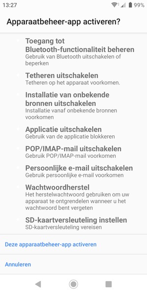 Scroll naar beneden en selecteer Deze apparaatbeheer-app activeren