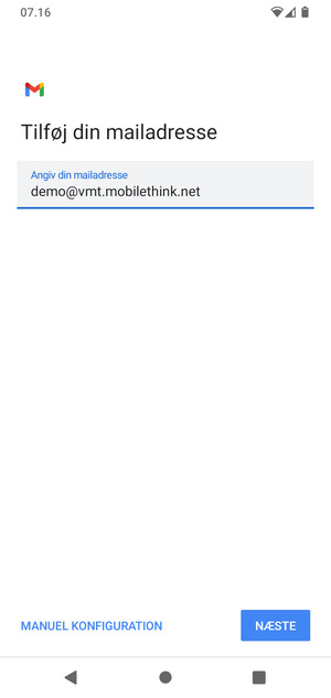Indtast din e-mailadresse og vælg NÆSTE