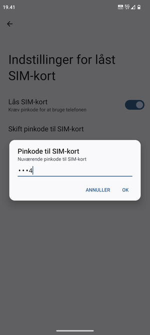 Indtast Nuværende pinkode til SIM-kort og vælg OK