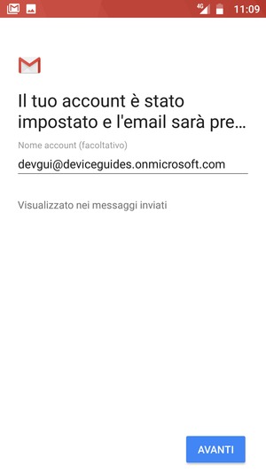 Scegli un nome per il tuo account e seleziona AVANTI