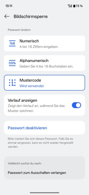 Ihr Handy ist jetzt mit einer Bildschirmsperre gesichert