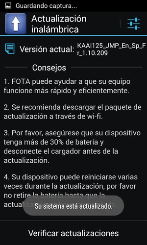 Si su teléfono está actualizado, verá la siguiente pantalla