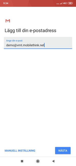 Ange din e-postadress och välj NÄSTA