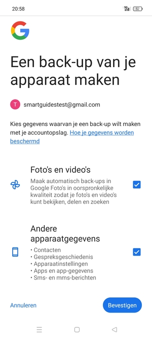 Selecteer uw voorkeursopties en selecteer Bevestigen