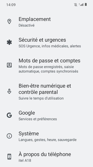 Faites défiler et sélectionnez Système