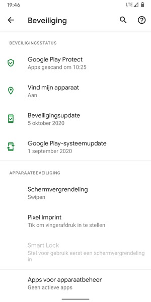 Om uw schermvergrendeling te activeren, ga naar het Beveiliging-menu en selecteer Schermvergrendeling