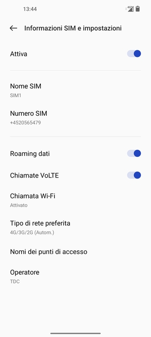 Attiva o disattiva Roaming dati