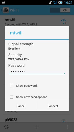 Enter the Wi-Fi password and select Connect