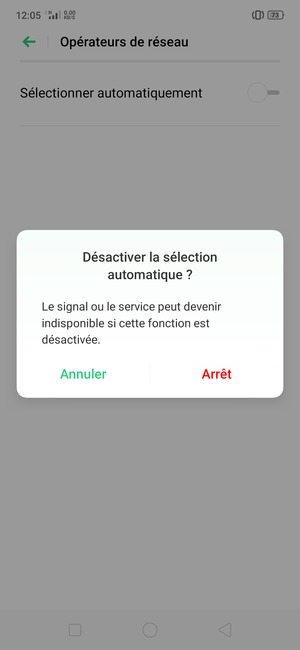 Sélectionnez Arrêt