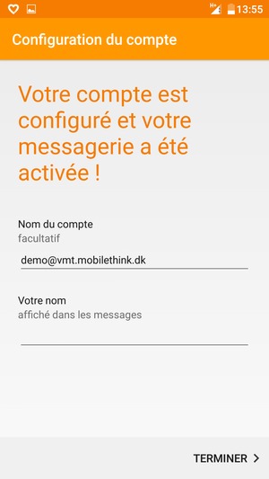 Donnez un nom à votre compte et saisissez votre nom. Sélectionnez TERMINER
