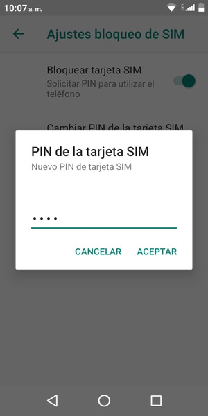 Introduzca su Nuevo PIN de tarjeta SIM y seleccione ACEPTAR