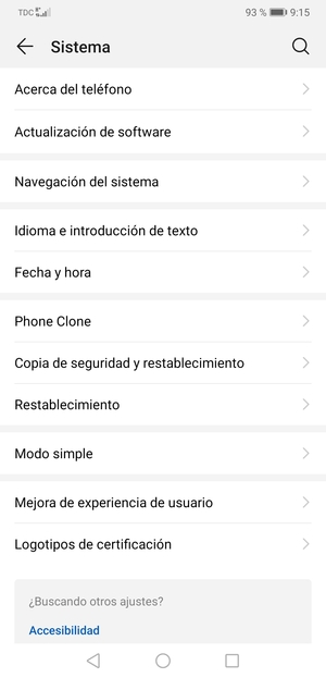 Seleccione Copia de seguridad y restablecimiento