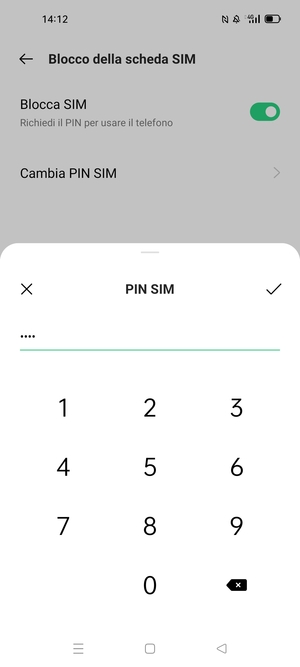 Inserisci Nuovo PIN della scheda SIM e seleziona OK