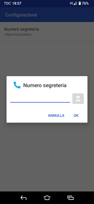 Inserisci Numero segreteria e seleziona OK