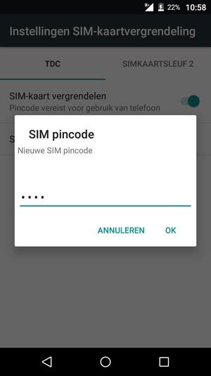 Voer uw Nieuwe SIM pincode in en selecteer OK