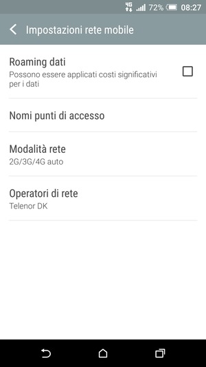 Per modificare la rete, in presenza di problemi, seleziona Operatori di rete