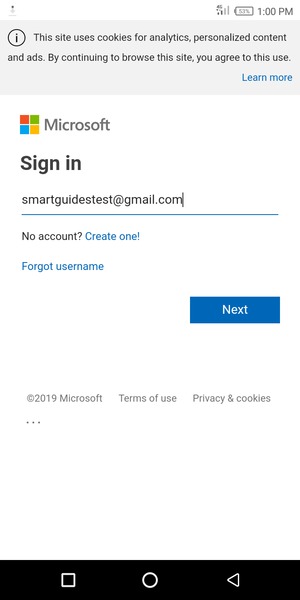 Enter your Email address and select Next