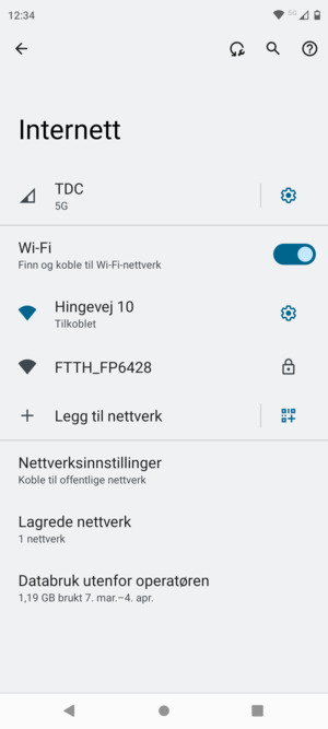 Du er nå koblet til Wi-Fi-nettverket