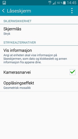 Velg Skjermlås