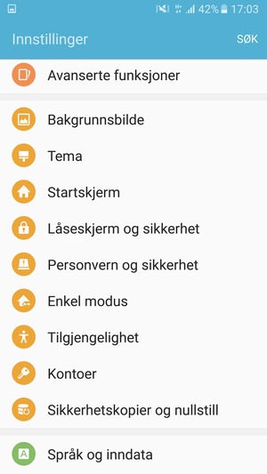 Bla til og velg Låseskjerm og sikkerhet
