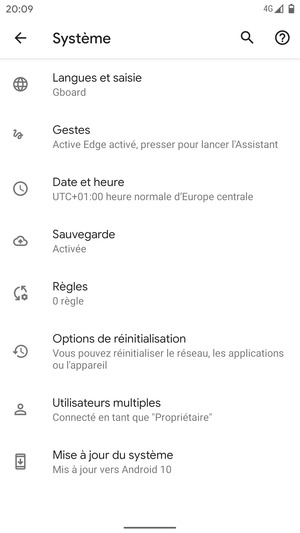 Sélectionnez Mise à jour du système