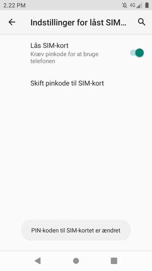 Din PIN-kode til SIM-kort er nu ændret