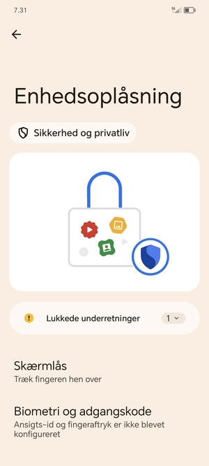 Vælg Skærmlås