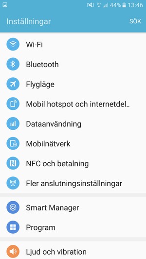 Scrolla till och välj Mobilnätverk