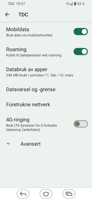 Slå Roaming på eller av