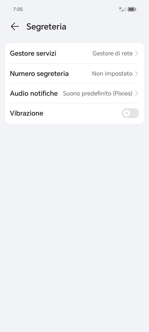 Seleziona Numero segreteria