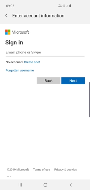 Enter your Hotmail address and select Next