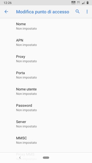 Inserisci le informazioni di Internet