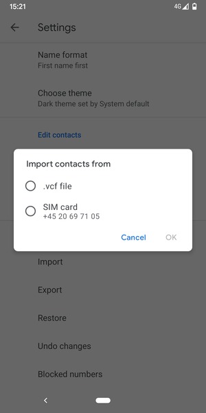 Select SIM card