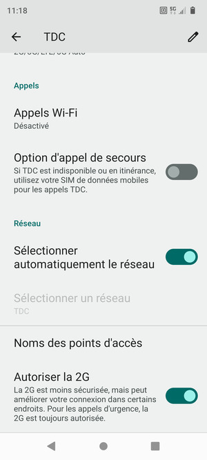 Faites défiler et sélectionnez Noms des points d'accès