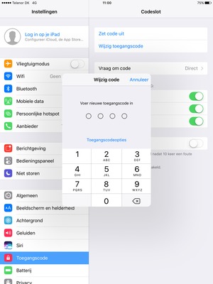 Voer uw nieuwe wachtwoordcode in