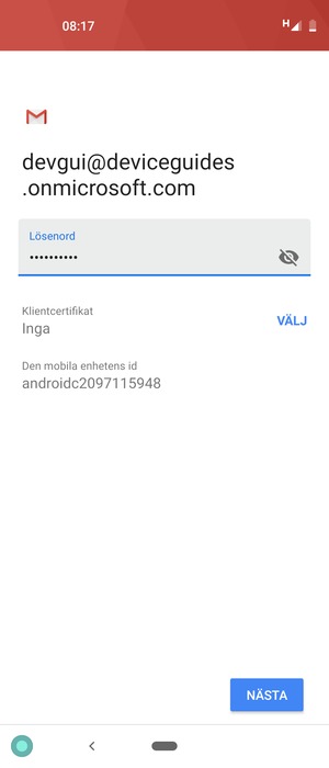 Ange ditt lösenord och välj NÄSTA