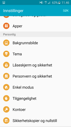 Bla til og velg Kontoer