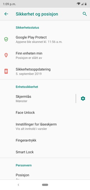 Telefonen din er nå sikret med en skjermlås