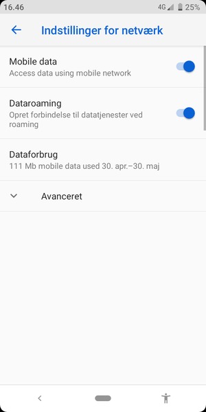 Slå Dataroaming til eller fra