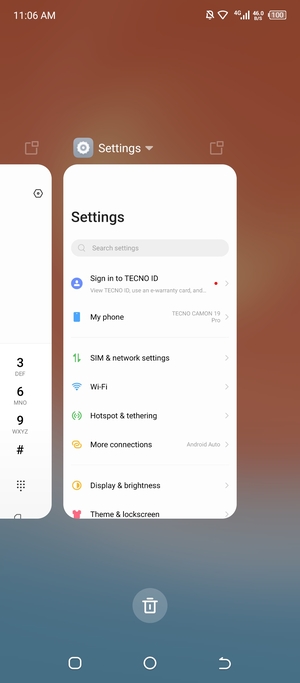 Select the Delete icon to close all running apps